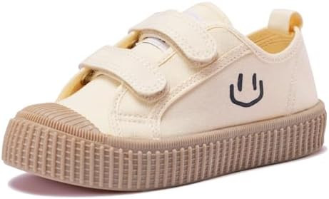 HAPPY NOCNOC Toddler Shoes for Boys & Girls, Canvas Dual Hook and Loops Sneakers with Candy-Color... | Amazon (US)