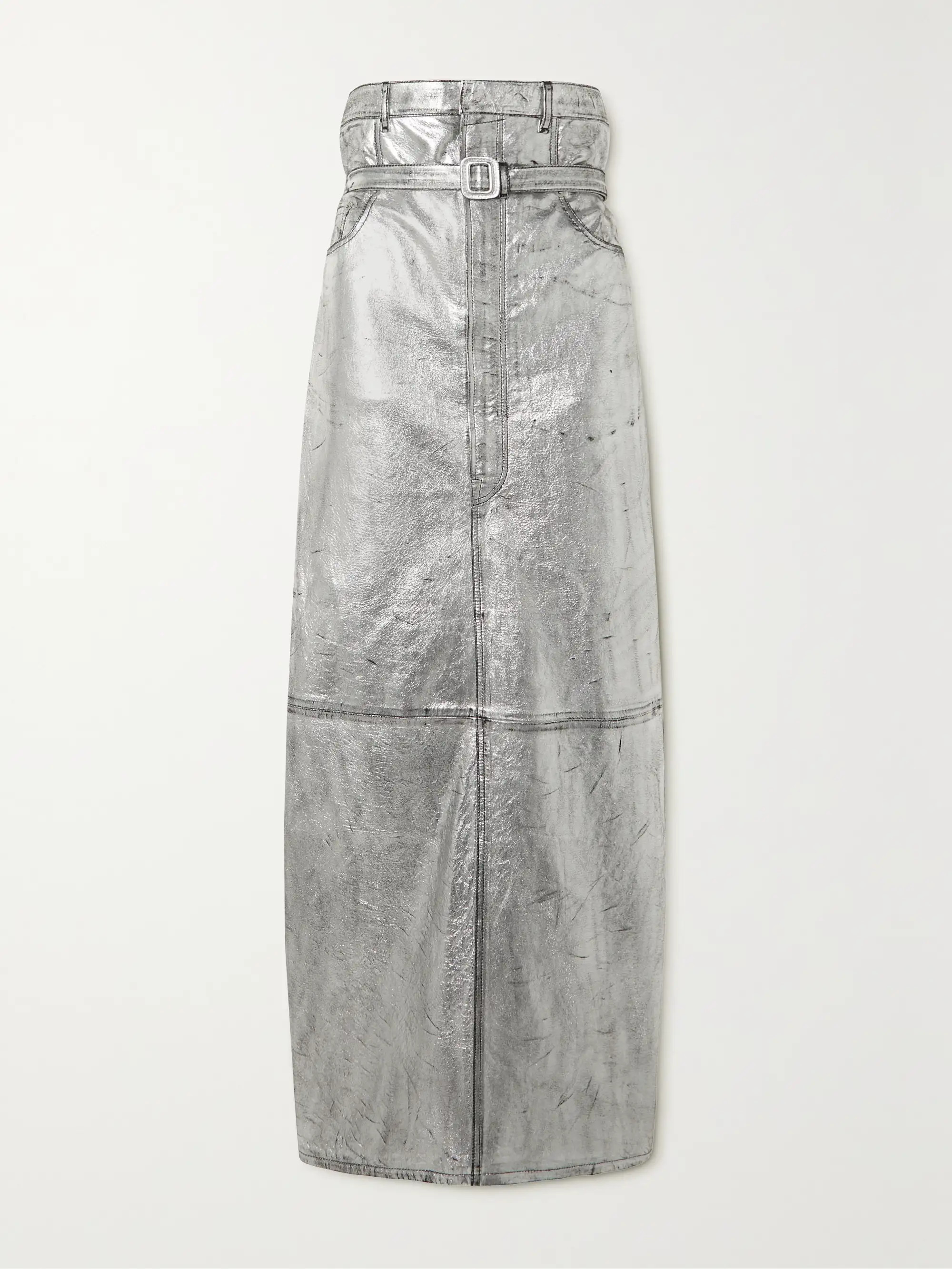 Metallic belted leather maxi skirt | NET-A-PORTER (US)
