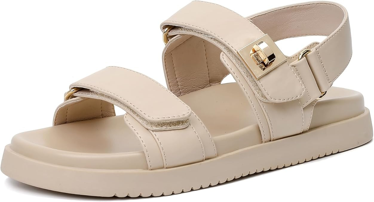 Womens Summer Sandals Casual Adjustable Arch Support Comfortable Thick Sole Flat Sandals | Amazon (US)