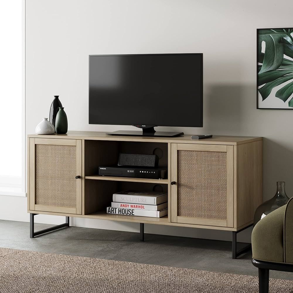 Nathan James 74101 Mina Modern TV Stand, Entertainment Cabinet, Media Console with a Natural Oak ... | Amazon (US)