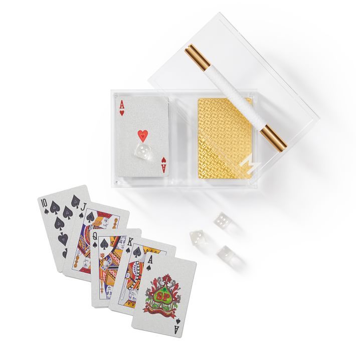 Acrylic Game Set With Leather and Gold Handle | Mark and Graham