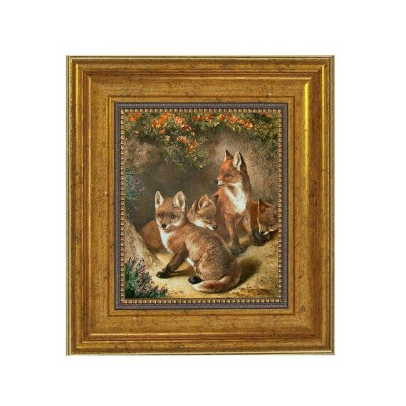 Four Young Foxes Framed Oil Painting Print on Canvas in | Etsy | Etsy (US)