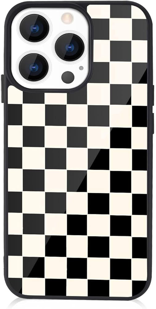 Checkerboard Grid Case for Apple iPhone 13 Pro MAX Aluminum Black iPhone case Shockproof Full Bod... | Amazon (US)