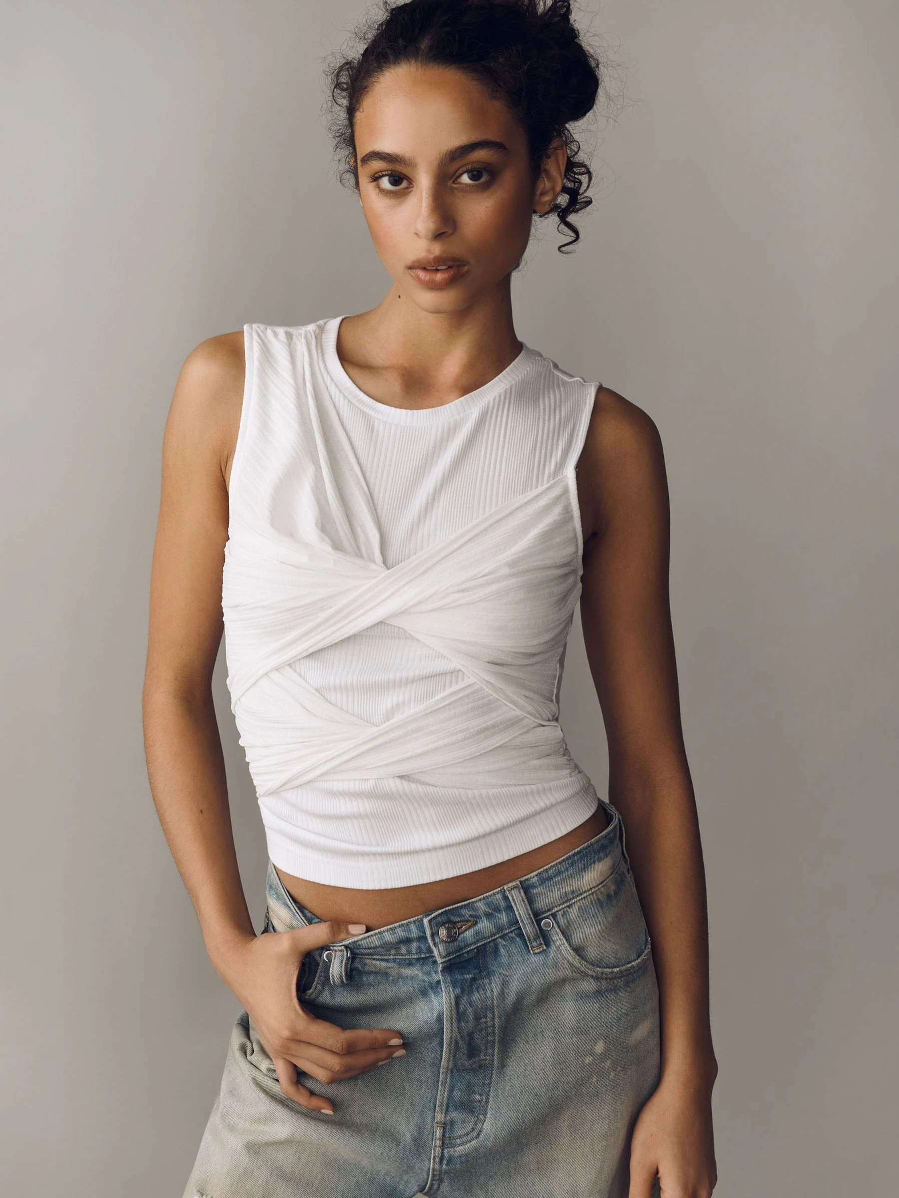 Anthropologie Anthropologie White Twisted Crew-Neck Tank Top | Next US