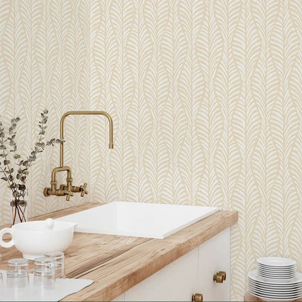 Block Print Leaves Peel and Stick Wallpaper | Wayfair North America