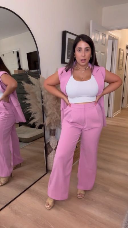 Boss babe mode activated🔓 Thus 2 piece suit set is a dream for every occasion: work, date night, church, brunch…can be dressed up or dressed down. Obsessed with the link 2 piece suit set from Amazon! I’m in a medium and it comes in 14 different colors! Workwear, pink suit, petite fashion

#LTKFindsUnder50 #LTKFindsUnder100 #LTKWorkwear