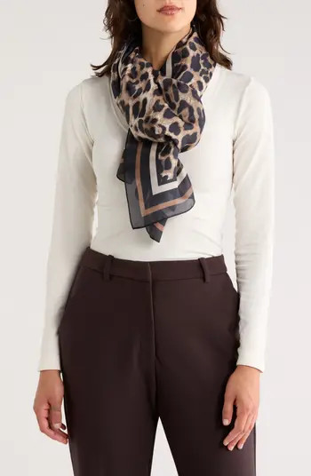 Nine West Leopard Print Chiffon Oblong Scarf | Nordstromrack | Nordstrom Rack