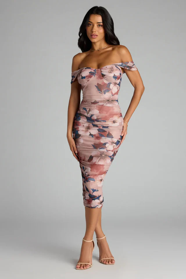 Romance Rewritten Off Shoulder Floral Midi Dress | Windsor Stores
