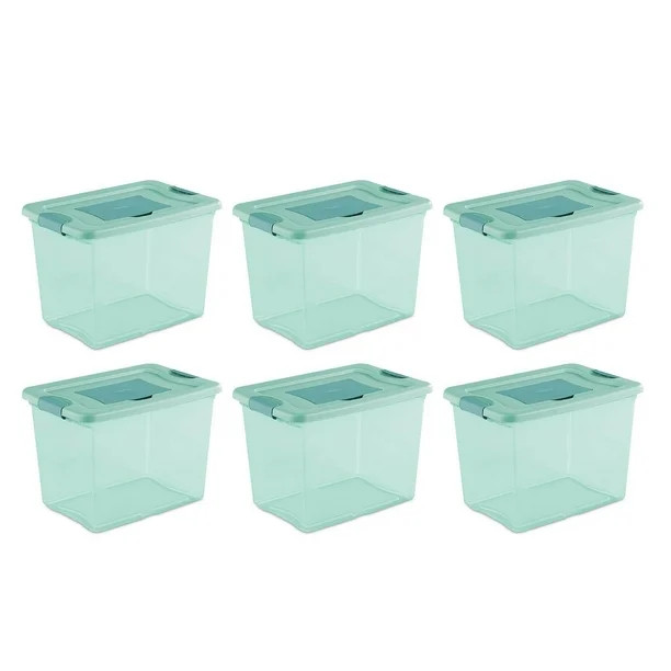 Sterilite 6.25 Gallon Fresh Scent Stackable Plastic Storage Box, Aqua, 6 Count - Walmart.com | Walmart (US)