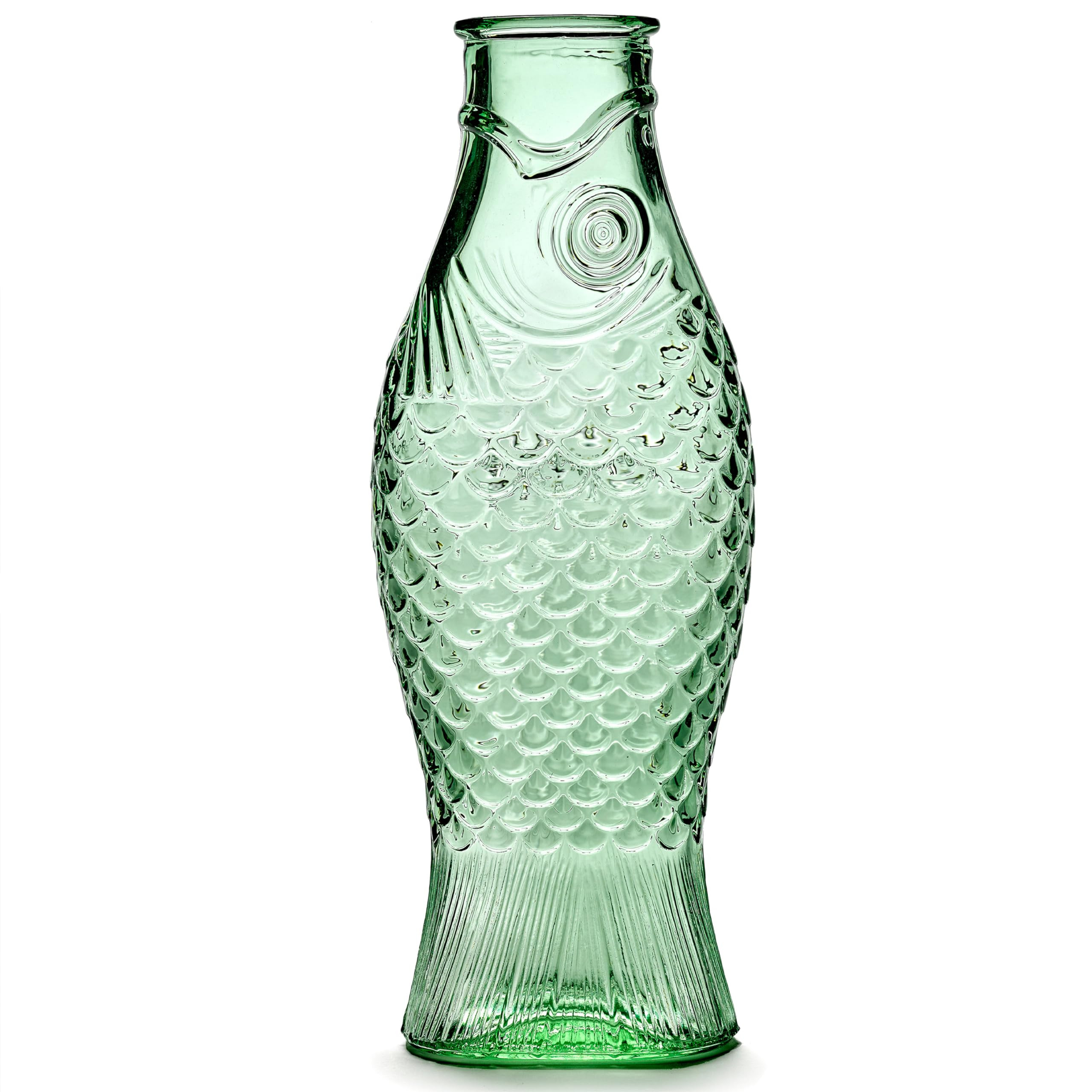 Serax Glass Water Pitcher | Fish & Fish glassware by Paola Navone | Wine Carafe Decanter 28.74 fl oz | Clear Green Bottle Container for hot & cold Drinks | Fridge Beverage Dispenser, Suitable as Vase | Amazon (US)