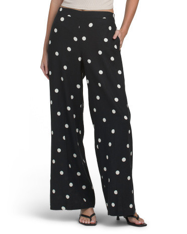 Linen Blend Polka Dot Pants For Women, Linen/Rayon | TJ Maxx