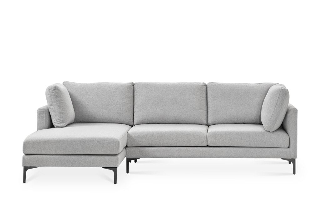 Adams Chaise Sectional Sofa, Dove Gray, Left Facing, Black | Castlery | Castlery (AU)
