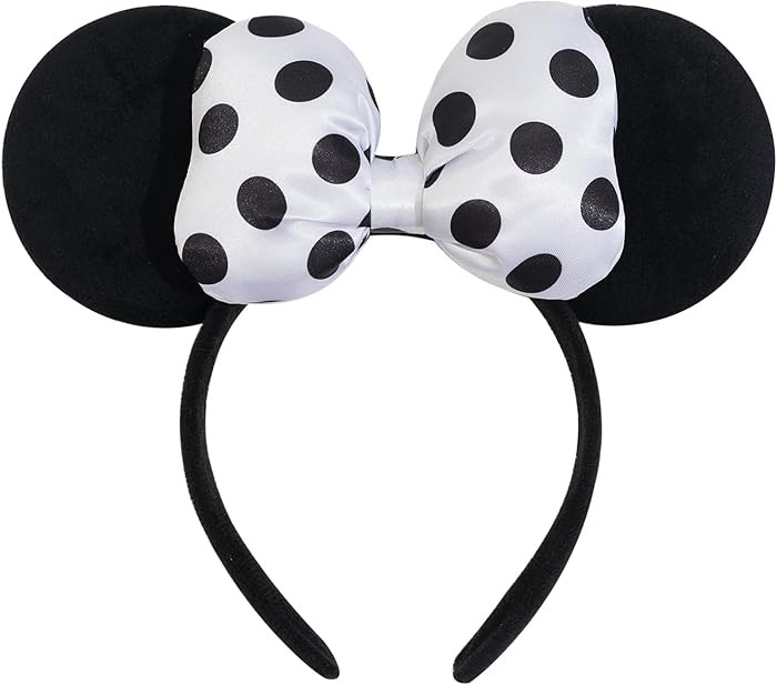 Mouse Ear Headband with 3D Cotton Bow, Polka Dot Bow Mouse Party Costume Accessories for Women Gi... | Amazon (US)