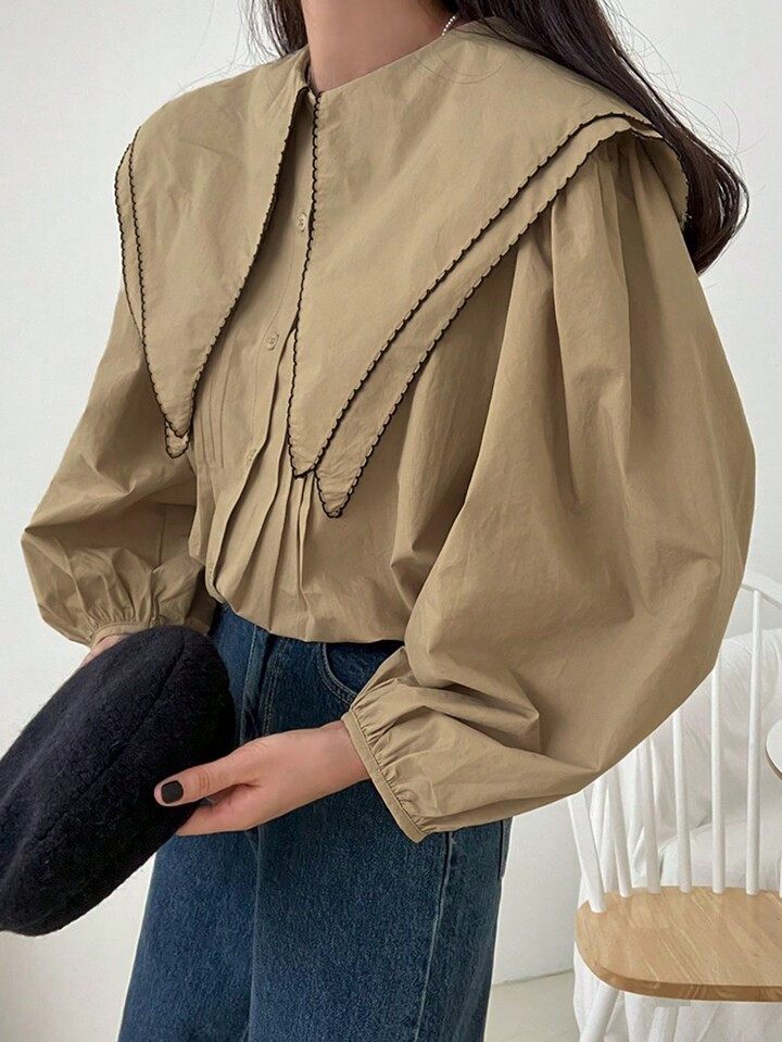 DAZY Bluse Mit Auffälligem Kragen Und Ballon-ärmeln | SHEIN