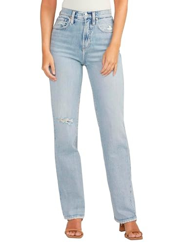 Silver Jeans Co. Women's Highly Desirable High Rise Straight Leg Jeans, Med Wash RCS270, 26W x 28L | Amazon (US)