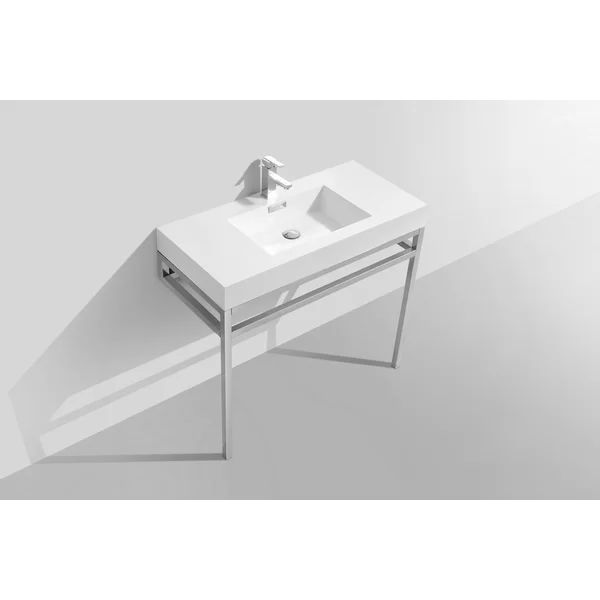 Serna White Rectangular Console Bathroom Sink with Overflow | Wayfair North America