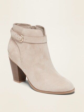 Faux-Suede Buckled-Strap High-Heel Booties for Women | Old Navy (US)