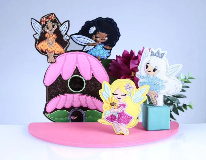 Felt Fairy Finger Puppet Set: Handmade Seasonal Fairies & House | Etsy (US)