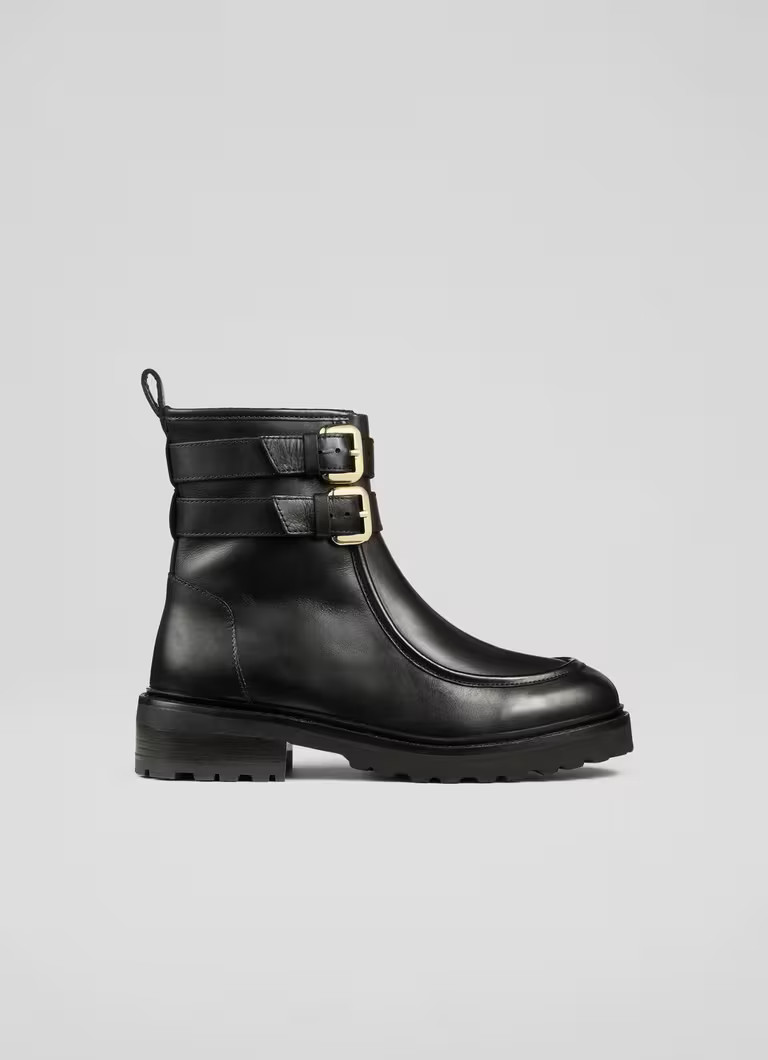Bennie Black Leather Ankle Boots | L.K. Bennett (UK)