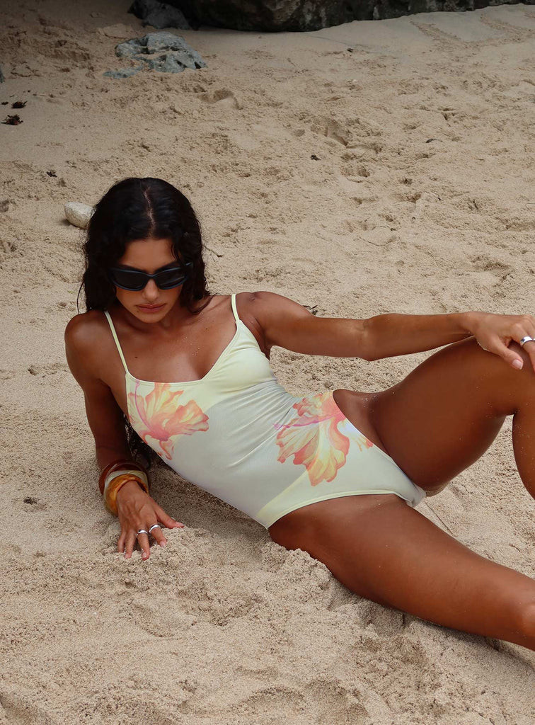 Bobbette V Neck One Piece Yellow Floral | Princess Polly US