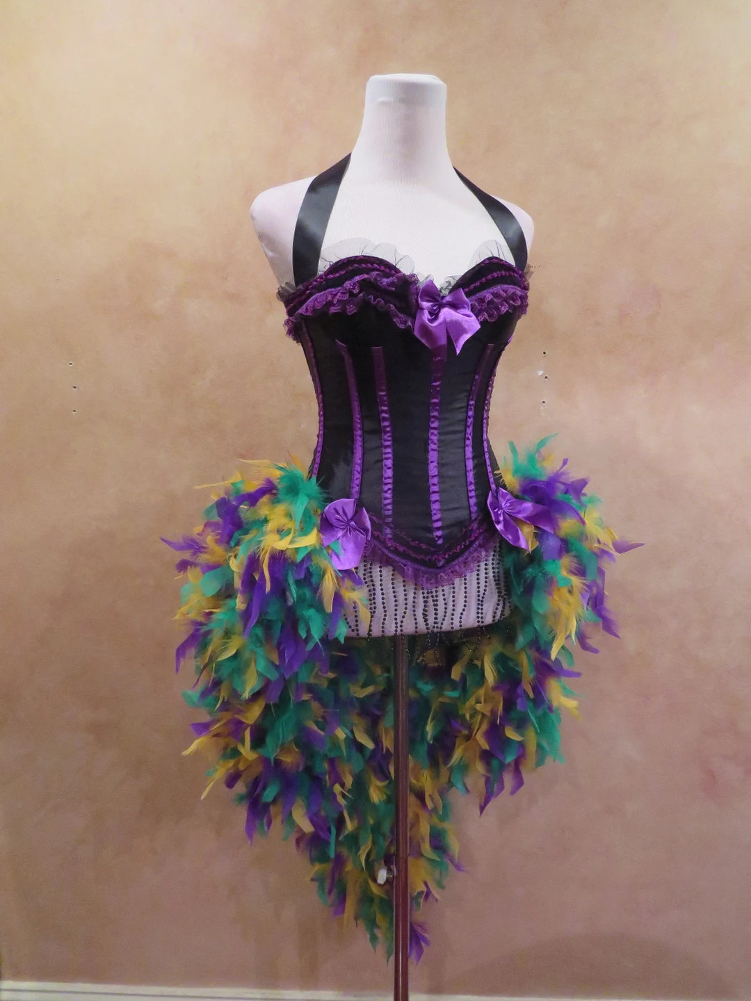 Mardi Gras Masquerade Corset Feather Costume Dress with Matching Top Hat, Mask option | Etsy (US)