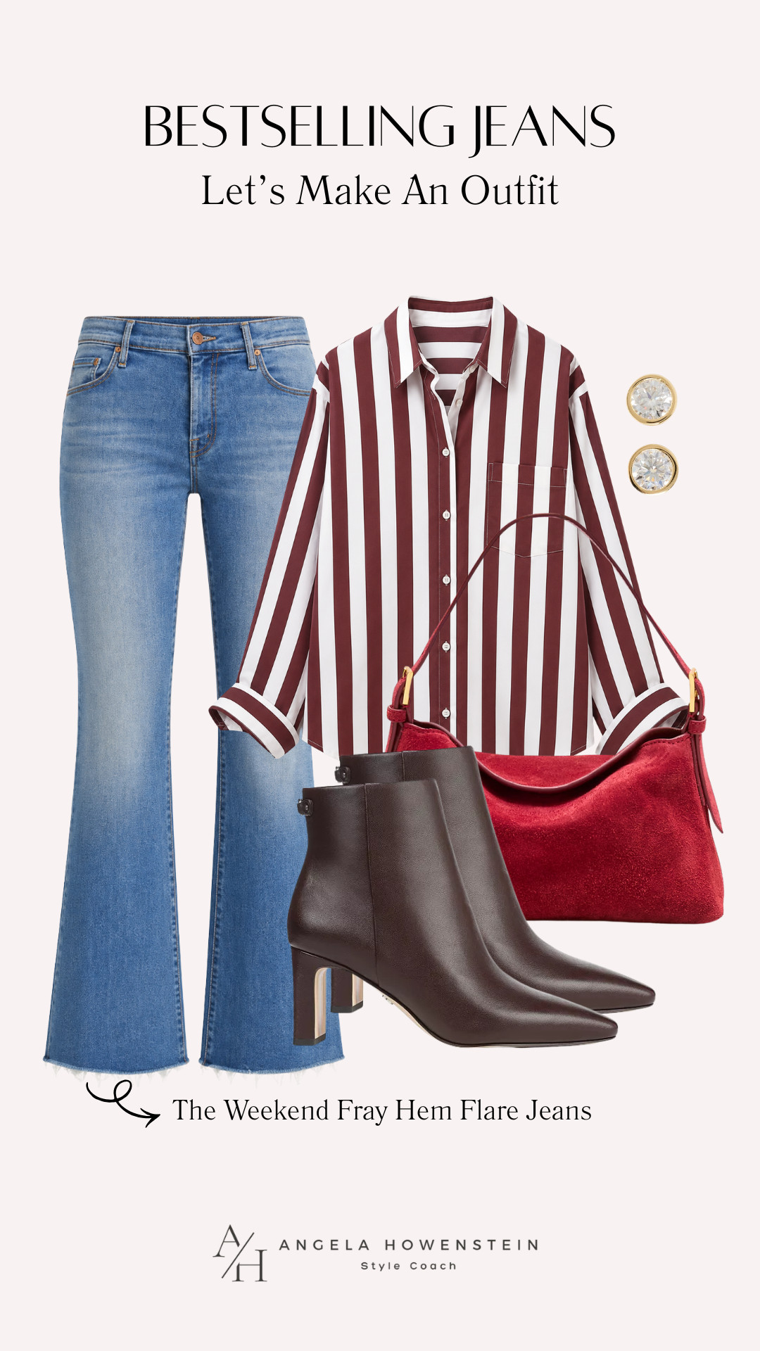 These bestselling Weekend Fray Hem Flare Jeans are the perfect foundation for a polished fall outfit. Pair them with a striped button-down, burgundy accessories, and sleek ankle boots for an elevated look that’s easy to wear from lunch to dinner.

👩‍💻 LTK PRO TIPS
❤️ Heart = Support my posts ;-)
🔖 Save = Get sale & restock alerts for the things you love!
📋 Lists = Keep favorites organized (List ideas: Christmas, Birthdays, and Vacations!)
📲 Share = Send lists and products to a friend (or your daughters like me).
💬 Comment = Ask me anything, and I’ll answer. ;-) 

 #LTKootd #LTKSeasonal #LTKOver40