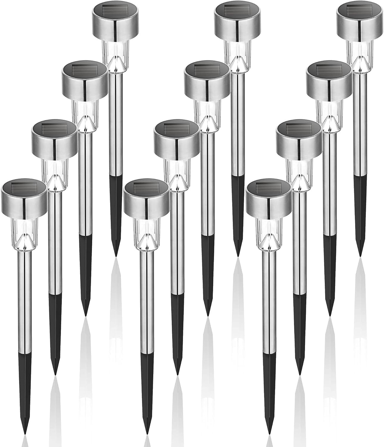 GIGALUMI Solar Lights Outdoor Waterproof, 12 Pack, Stainless Steel LED Solar Garden Lights for Pa... | Amazon (US)