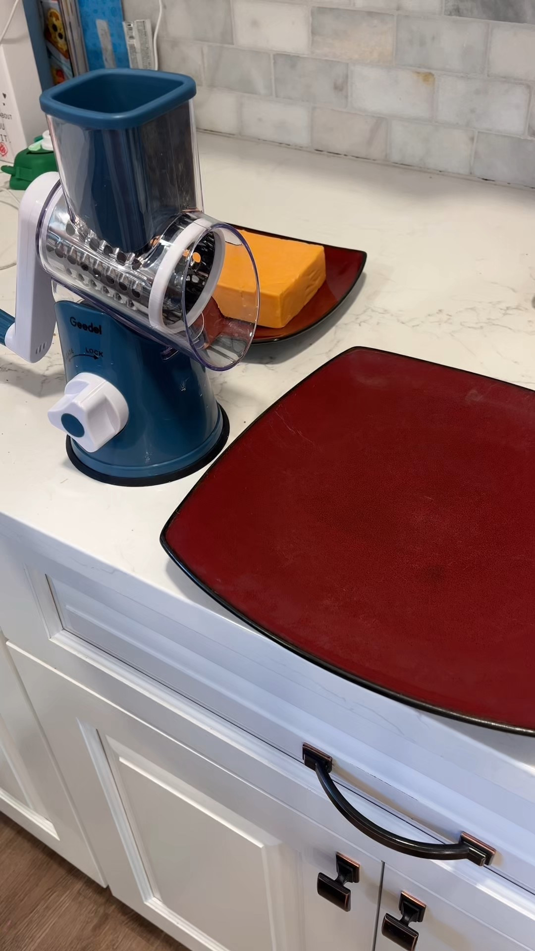 This is the easiest way to grate cheese and veggies. I can grate a whole block of cheese in about 90 seconds! The suction holds it securely to the counter and all parts have an easy release tab so there’s no pulling it yanking on the blade pieces. I have the three blade model and feel like it has taken care of all my grating needs! 

#kitchenfinds #kitchengadets #cheesegrater #cookingtools 

#LTKHome