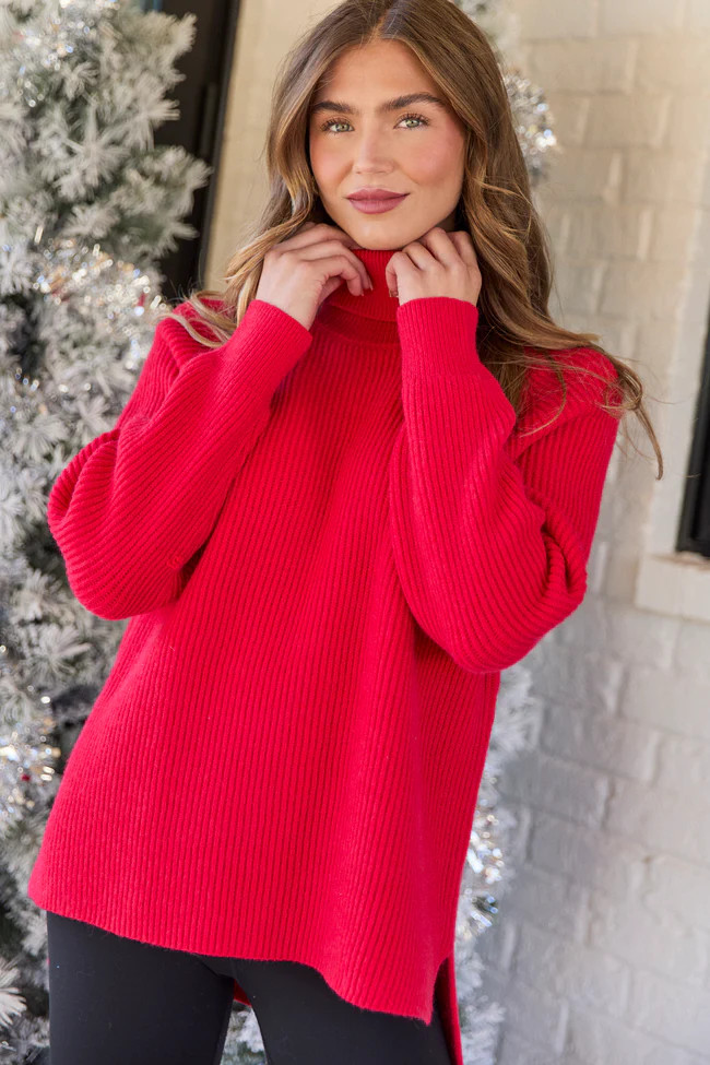 Jameson Red Turtleneck Sweater | Pink Lily