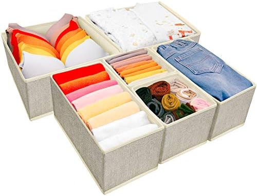 Underwear Drawer Organizer, 6 Set Foldable Underwear Drawer Organizer and Closet Dividers,Storage Bo | Amazon (US)