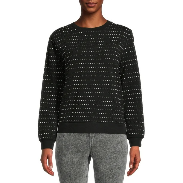 Time and Tru Women's Print Fleece Sweatshirt - Walmart.com | Walmart (US)