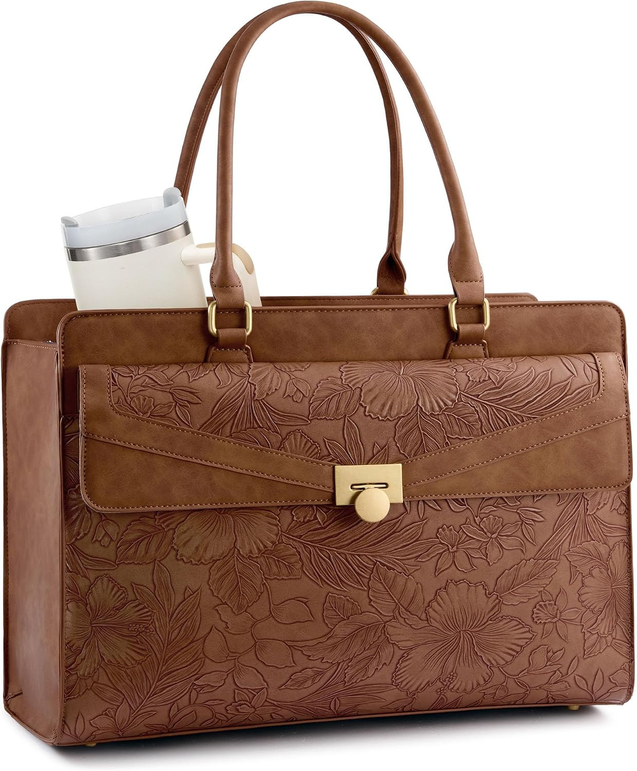 LOVEVOOK Laptop Tote Bag for Women, PU Leather Work Bag, Teacher Tote | Amazon (US)