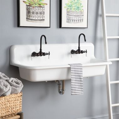 48 Inch Cast Iron Wall Mount Farmhouse Trough Sink | Vintage Tub & Bath