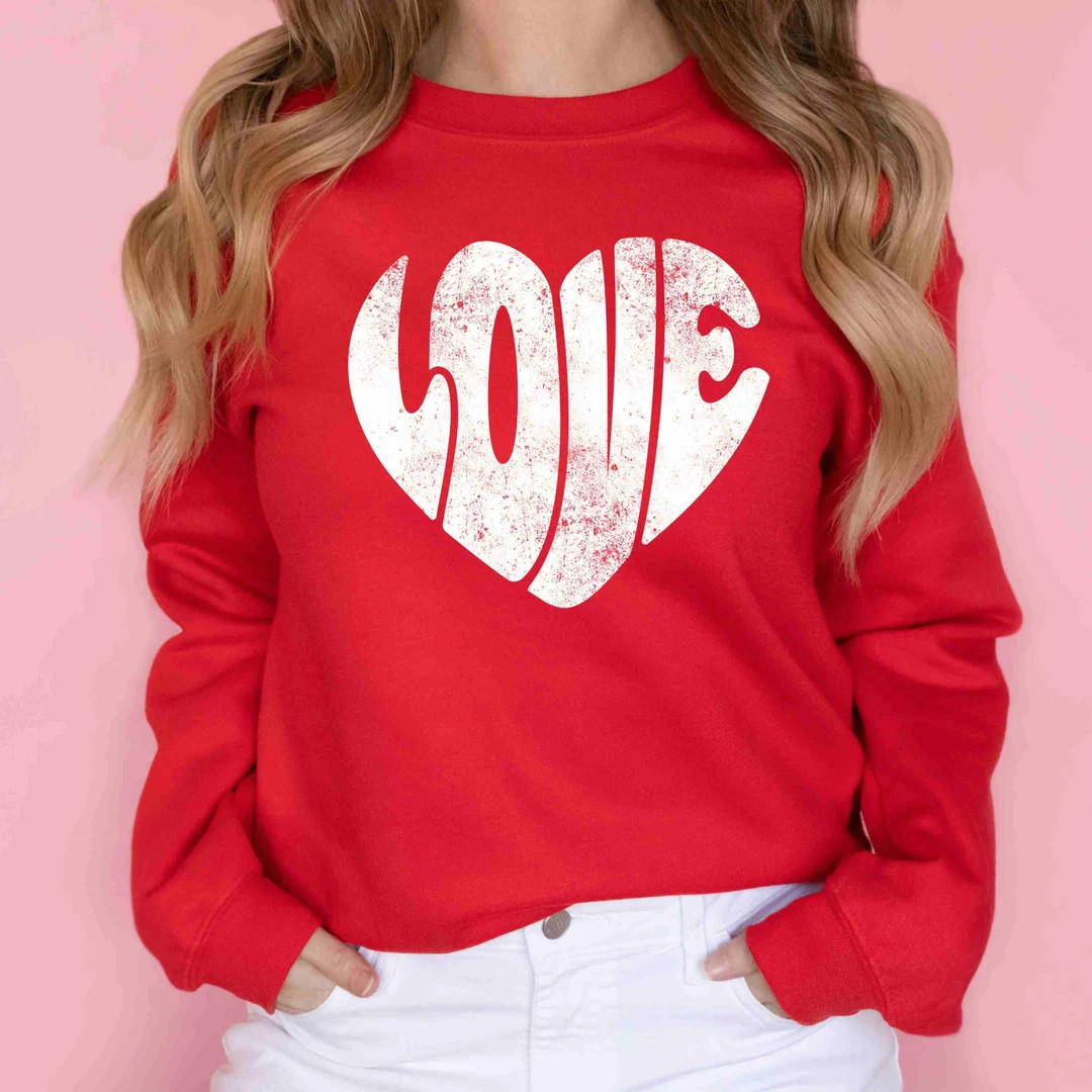 Love Valentine's Day Sweatshirt  Women's - Etsy | Etsy (US)