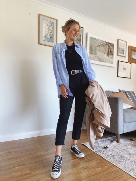 Pale blue shirt and black casual spring outfit.

Style with black slacks and a back tank top, wearing a pale blue stripe shirt for a bit of extra warmth. 



#LTKSeasonal #LTKaustralia #LTKstyletip