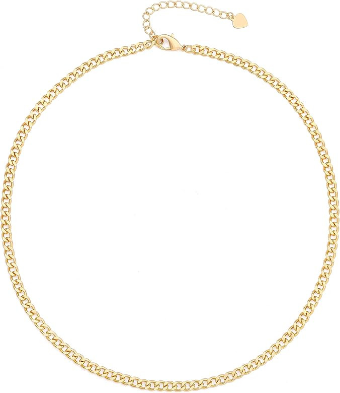 18k Gold Paperclip Chain Choker Satellite Chain Lava Bead Pendant Necklace Dainty Jewelry for Wom... | Amazon (US)