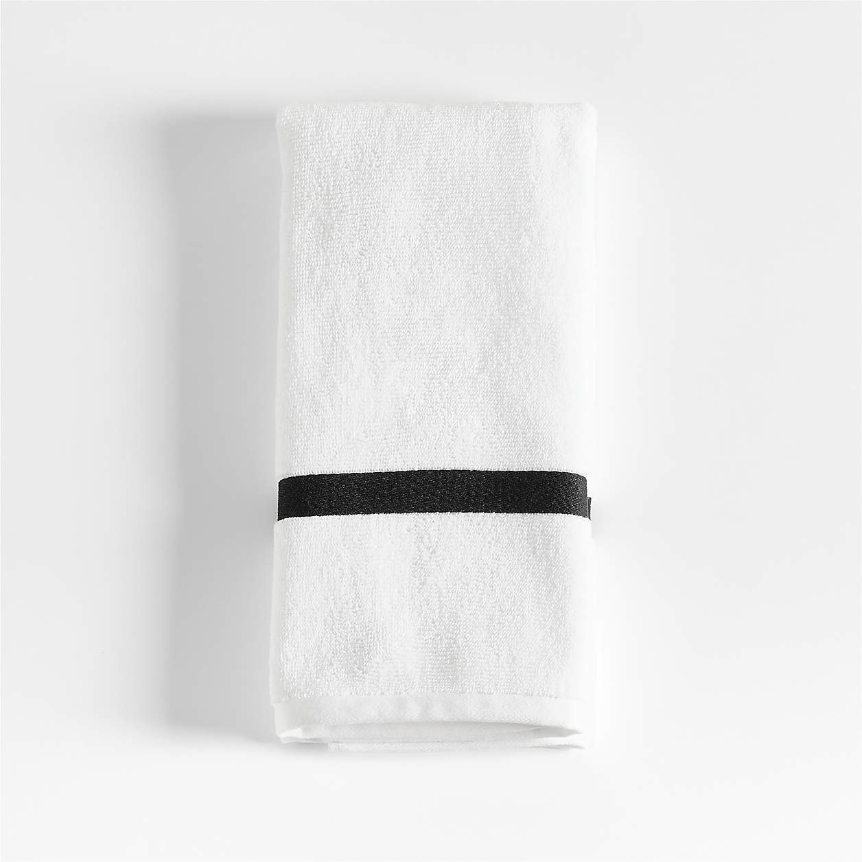 Tuxedo Stripe Organic Cotton Ink Black Hand Towel + Reviews | Crate & Barrel | Crate & Barrel