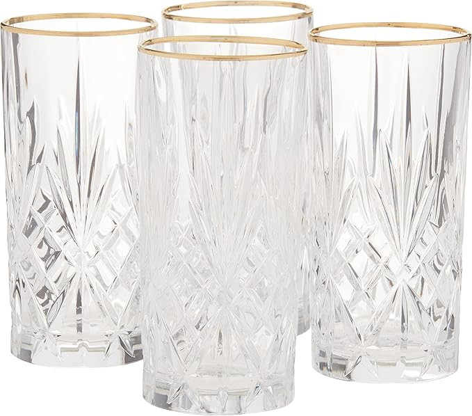 Lorren Home Trends Siena Collection Crystal Water Beverage or Ice Tea Glass with Gold Band Design... | Amazon (US)