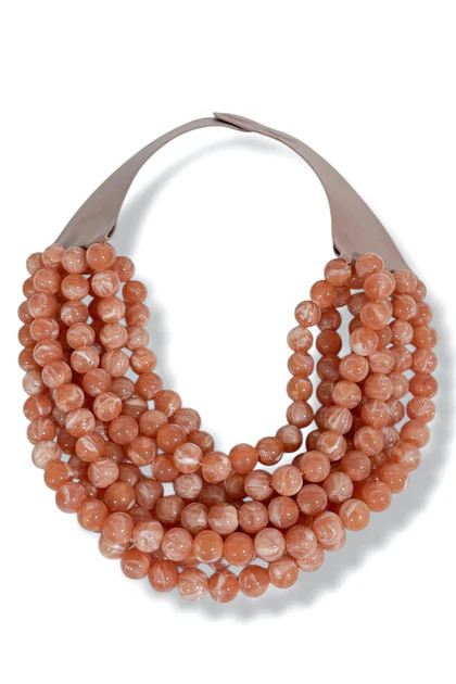 Carla 7 Strand Dark Pink Smooth Bead Statement Necklace | The Willow Tree