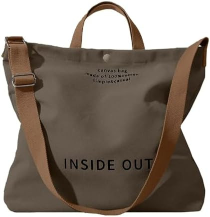 Canvas Tote Bag For Women inside out bag Crossbody Handbag with Adjustable Strap and Coin Purse f... | Amazon (US)