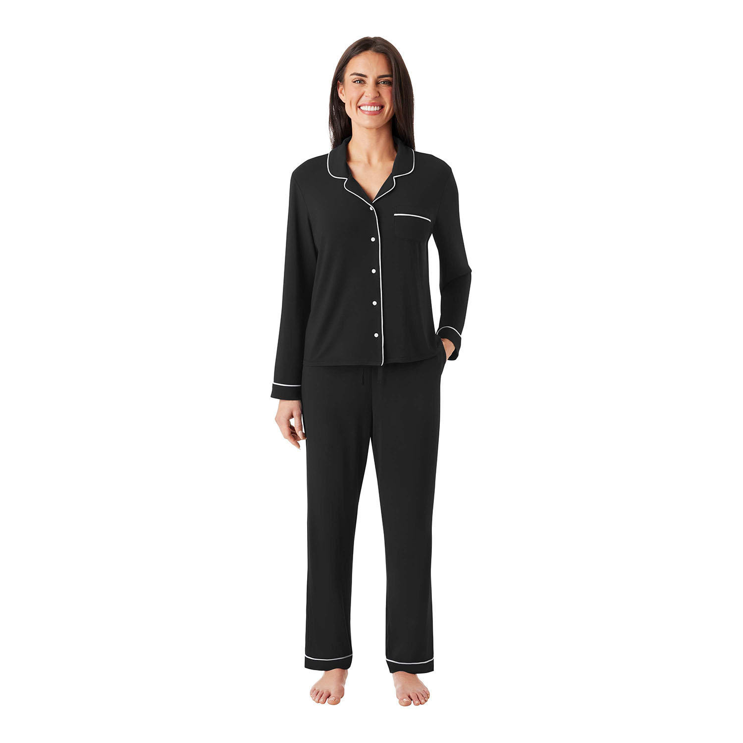 Member's Mark Women's Notch Collar Pajama Set BlackM:- M, Black | Sam's Club