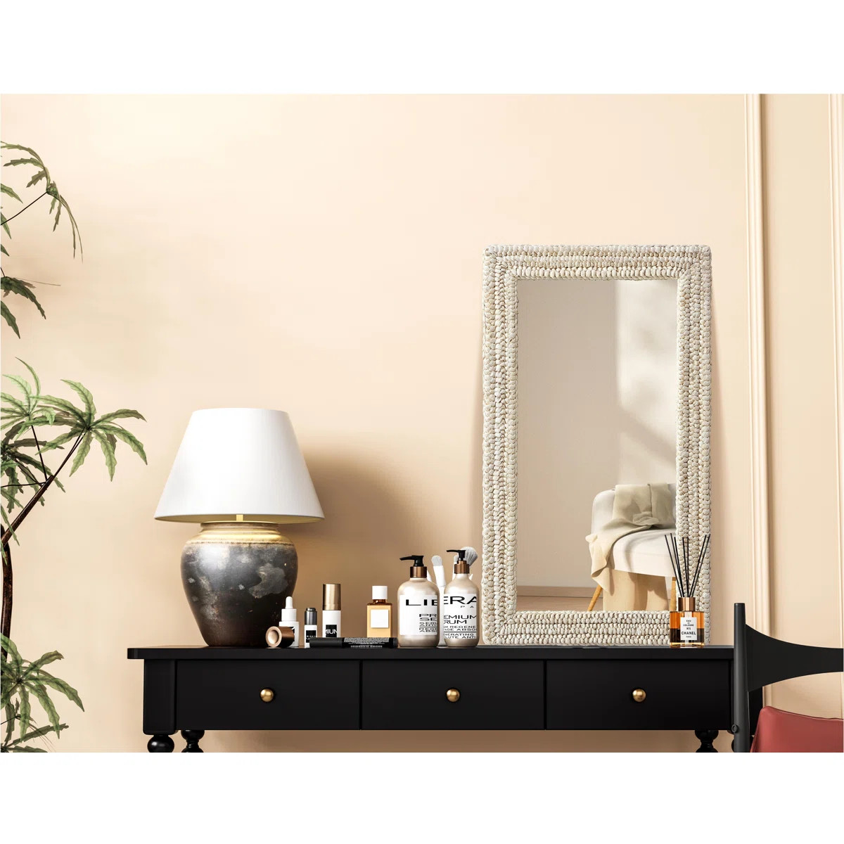 Dennard Rectangle Cornhusk Mirror in Linen White | Wayfair North America