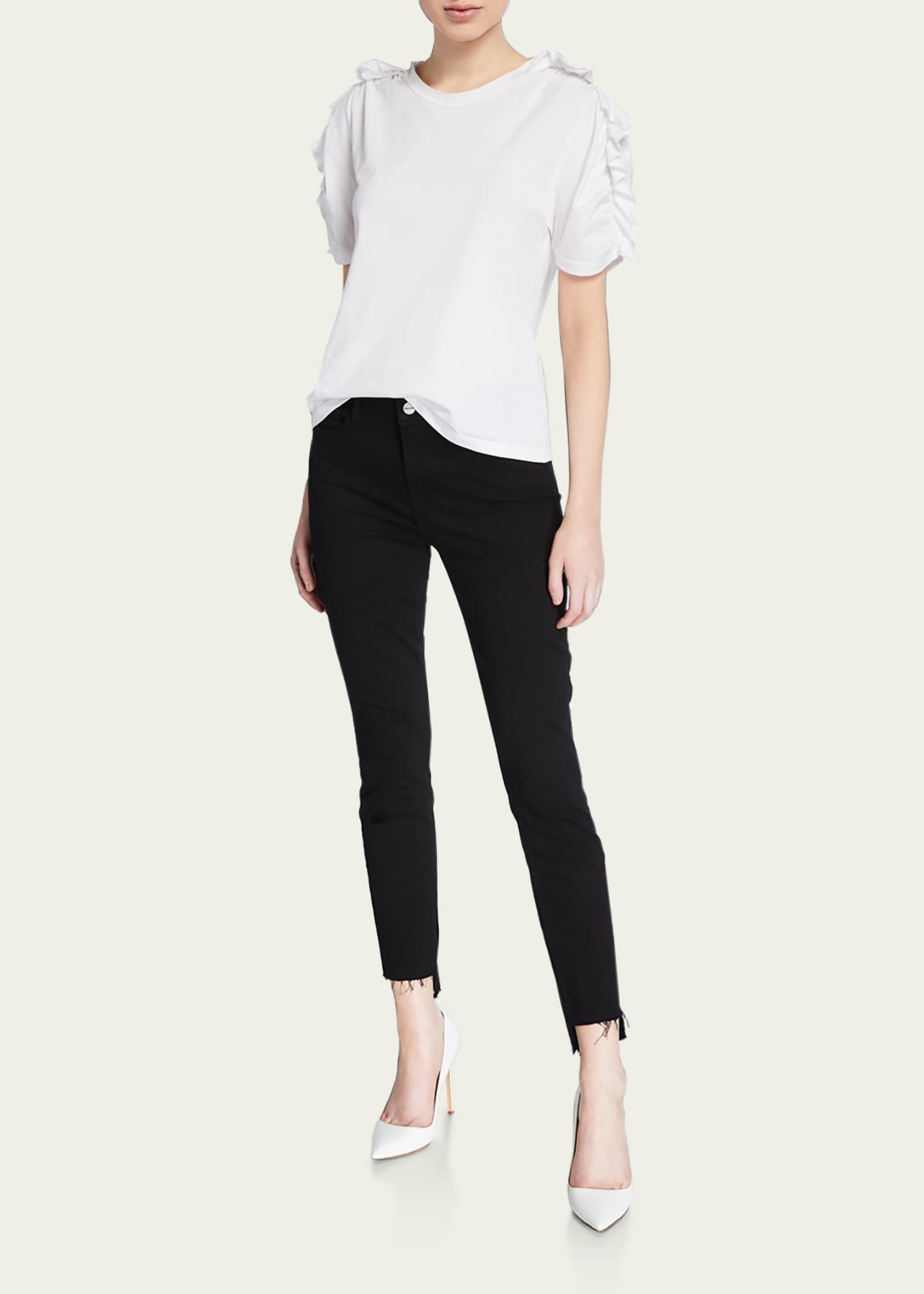 FRAME Le Skinny de Jeanne Raw Stagger-Hem Jeans | Bergdorf Goodman