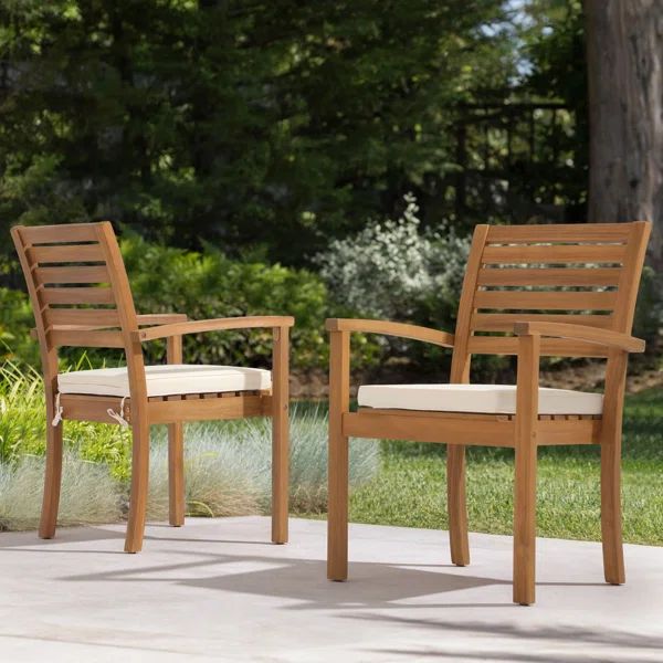 Acacia Outdoor Stackable Dining Armchair with Cushion | Wayfair North America