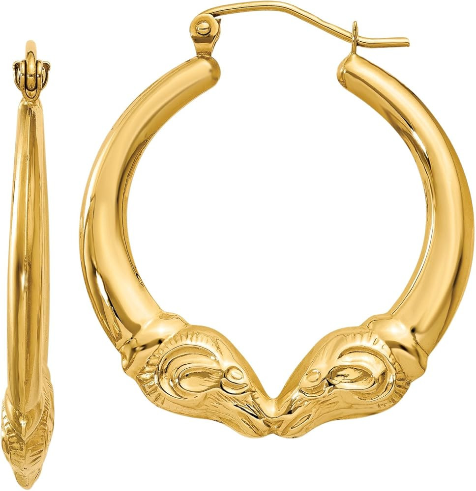 Ram Head Hoop Earrings in 14K Gold, 1" | Amazon (US)