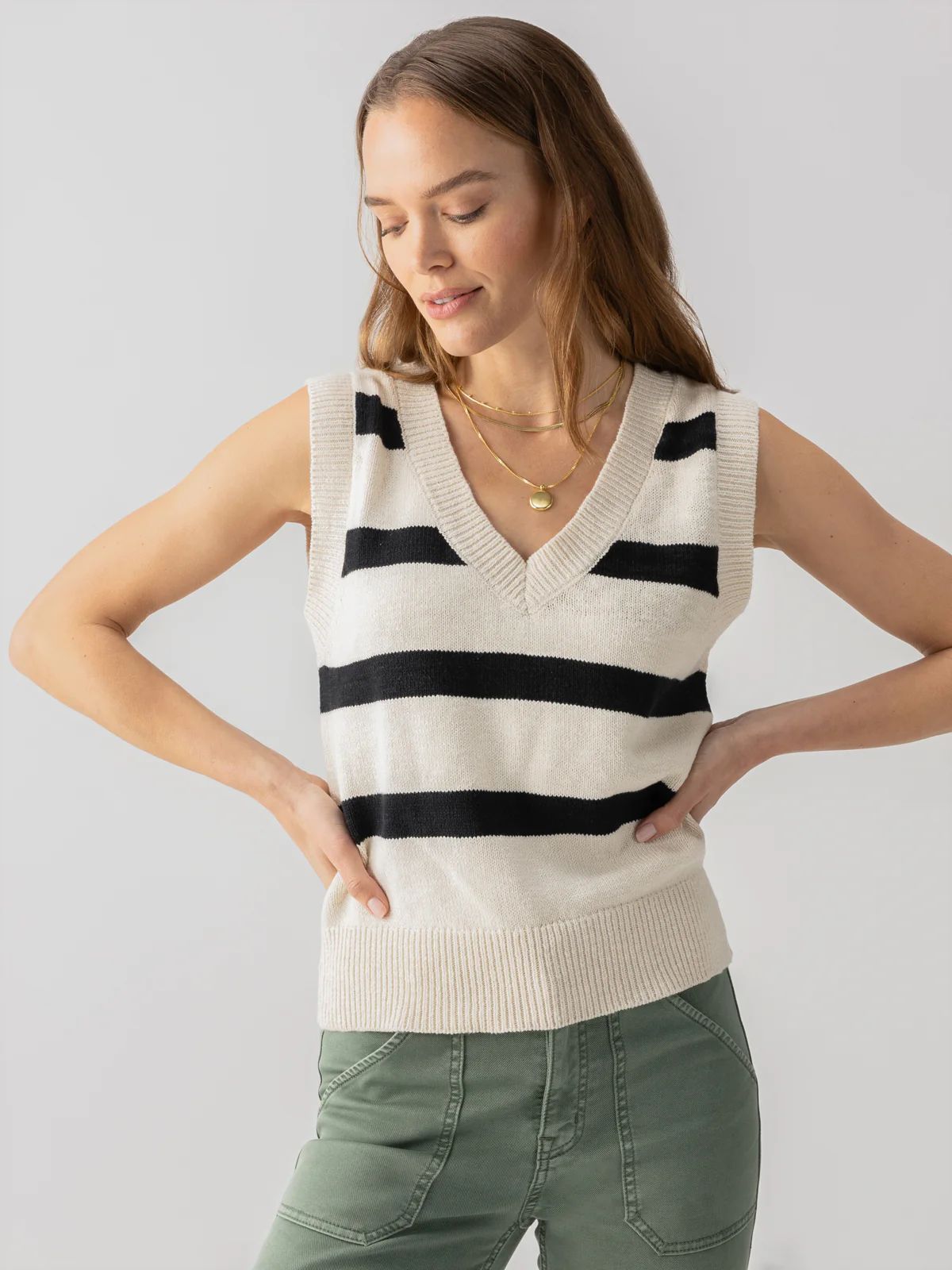 Sweater Shell Tank Eco Natural Black Stripe | Sanctuary Clothing