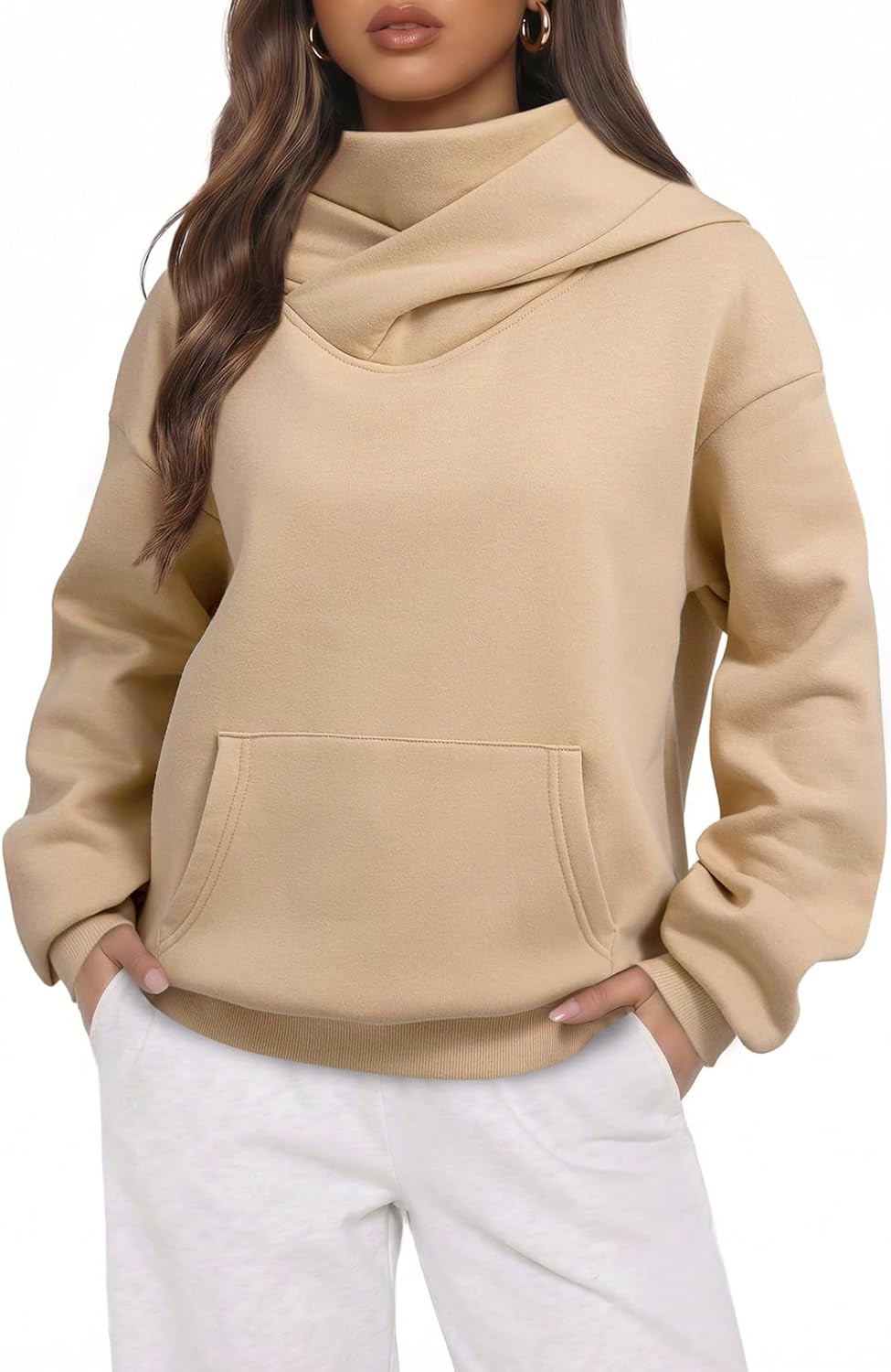 Dokotoo Hoodies for Women Oversized Mock Neck Sweatshirt with Face Cover | Amazon (US)