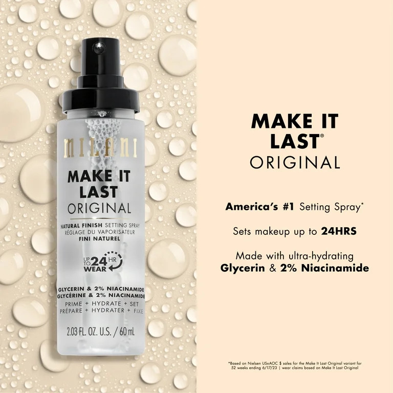 Milani Make It Last Setting Spray, Prime + Correct + Set, Natural Finish, 2.03 fl oz | Walmart (US)
