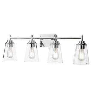 Hampton Bay Wakefield 31 in. 4-Light Chrome Modern Vanity with Clear Glass Shades HB3682-07 - The... | The Home Depot