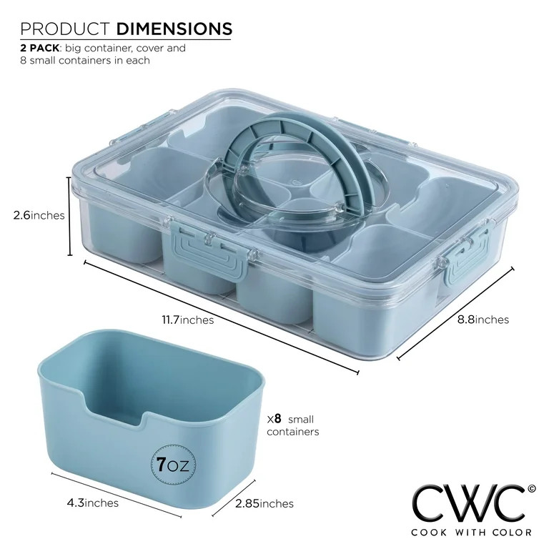 COOK WITH COLOR Snackle Box for Kids Lunch Box and Snack Container, Blue | Walmart (US)